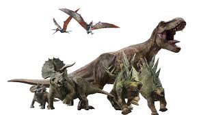 A T-rex, with a pterasaur, stego, and triceratops.